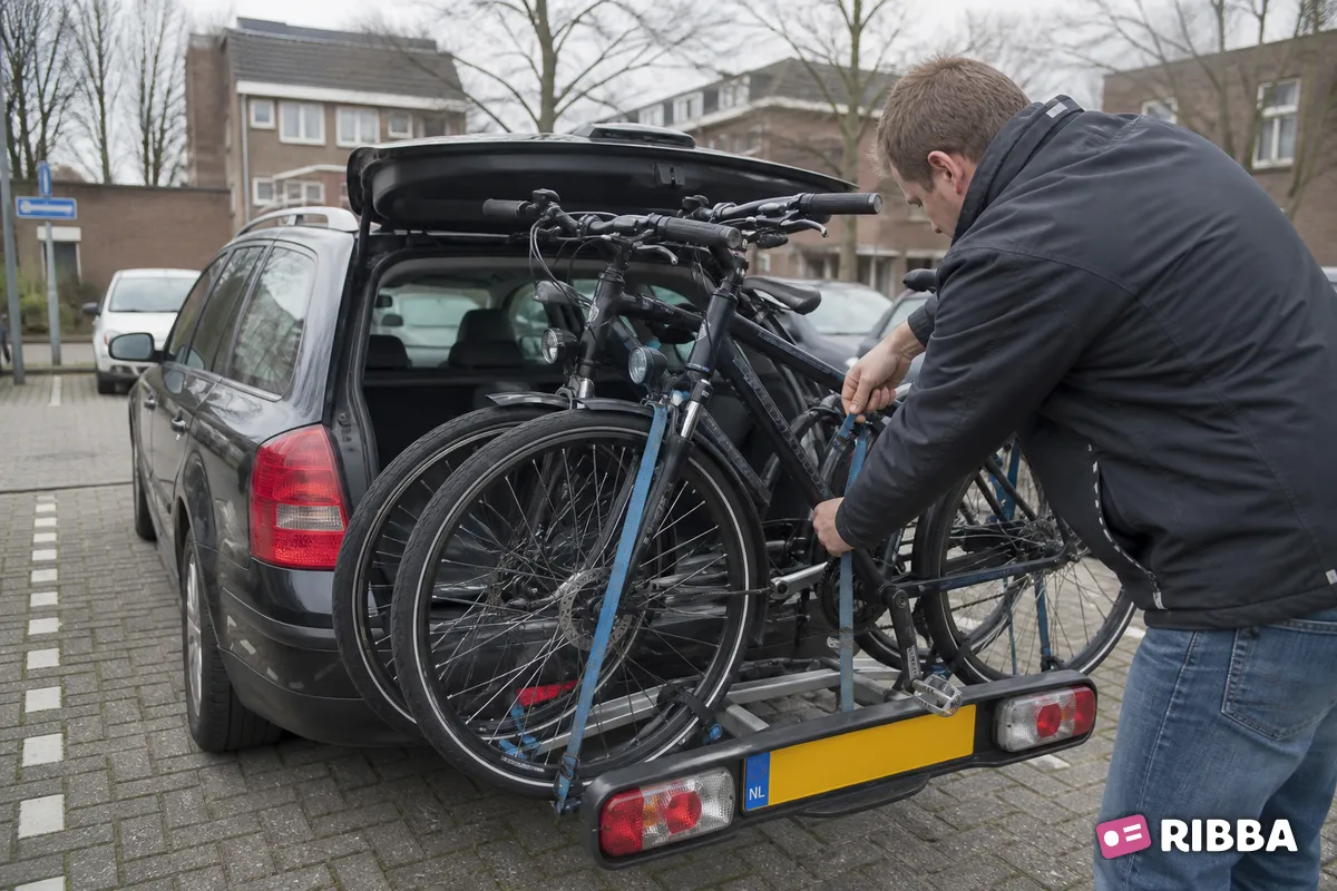fietsdrager in het verkeer