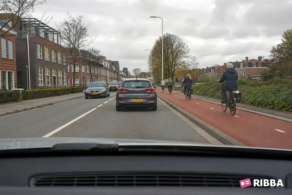 fietspad in het verkeer