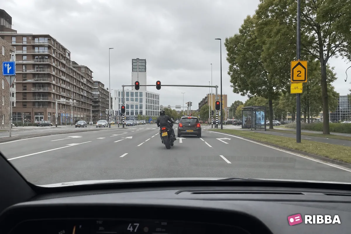motorrijder in het verkeer