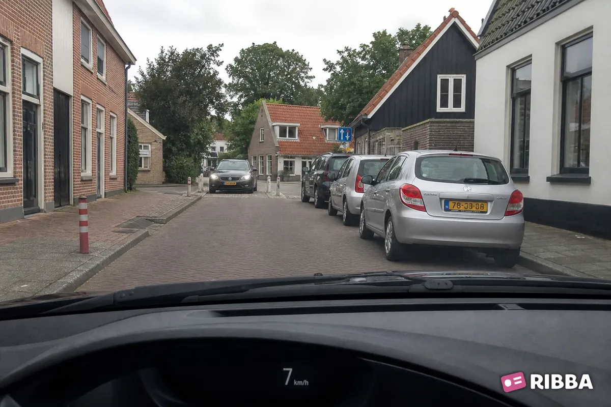 rijbaanversmalling in het verkeer