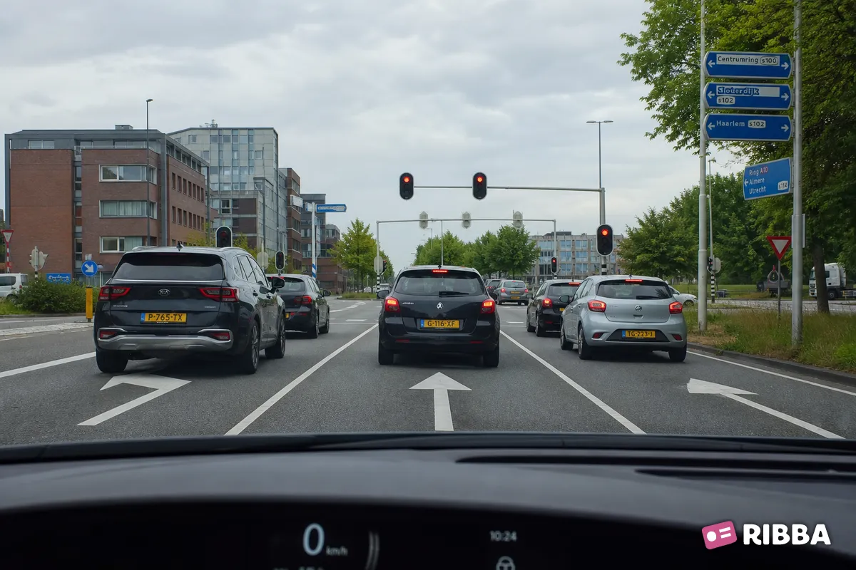 voorsorteerstrook in het verkeer
