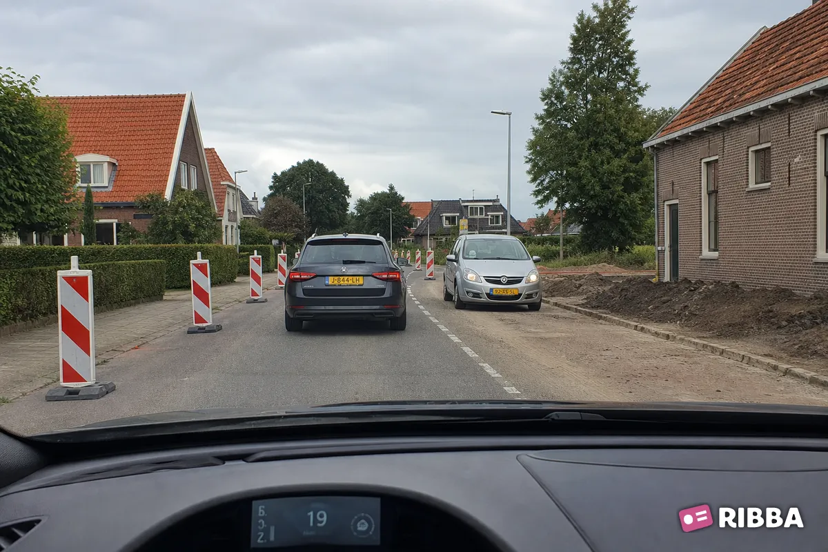 wegversmalling in het verkeer