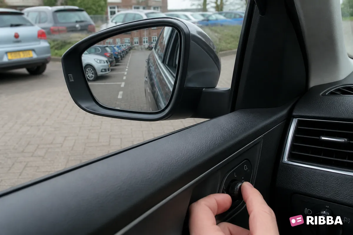 zijspiegel in het verkeer