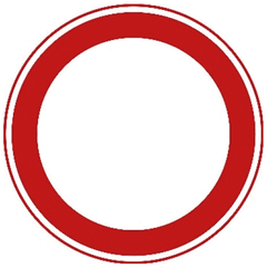 Verkeersbord C1: Gesloten in beide richtingen voor voertuigen, ruiters en geleiders van rij- of trekdieren of vee