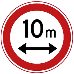 Verkeersbord C17: Gesloten voor voertuigen en samenstellen van voertuigen die, met inbegrip van de lading, langer zijn dan op het bord is aangegeven