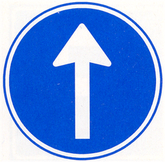 Verkeersbord D4: Gebod tot het volgen van de rijrichting die op het bord is aangegeven
