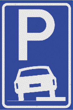 Verkeersbord E8b: Parkeergelegenheid voor het parkeren met twee wielen op het trottoir