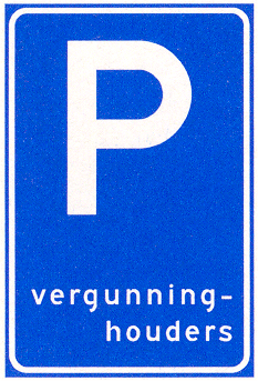 Verkeersbord E9: Parkeergelegenheid alleen bestemd voor vergunninghouders