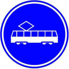 Verkeersbord F15: Rijbaan of -strook uitsluitend ten behoeve van trams
