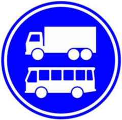 Verkeersbord F19: Rijbaan of -strook uitsluitend ten behoeve van vrachtauto’s en lijnbussen