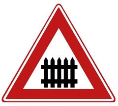 Verkeersbord J10: Overweg met slagbomen