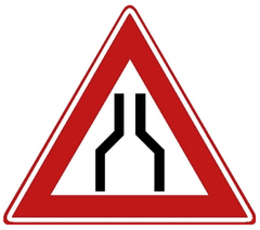 Verkeersbord J17: Rijbaanversmalling