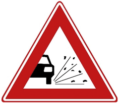 Verkeersbord J25: Losliggende stenen