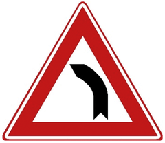 Verkeersbord J3: Bocht naar links