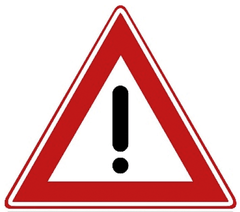 Verkeersbord J37: Gevaar (de aard van het gevaar is aangegeven op het onderbord