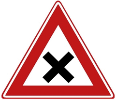 Verkeersbord J8: Gevaarlijk kruispunt