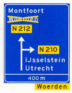 Verkeersbord K9: Omleiding. Maatregel op voorwegwijzer langs niet-autosnelweg