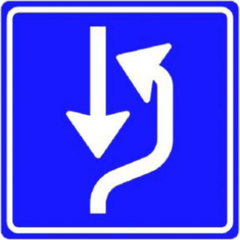 Verkeersbord L20: Uitwijkplaats rechts van de weg