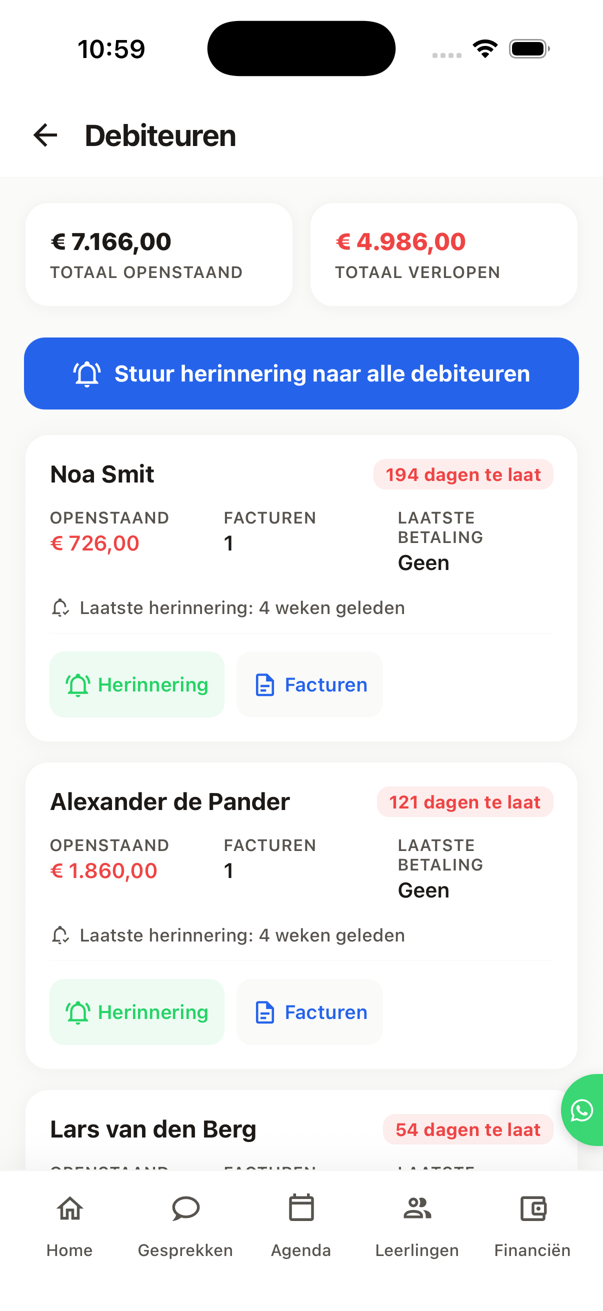 Debiteuren, btw, omzet — Ribba rijschool-app