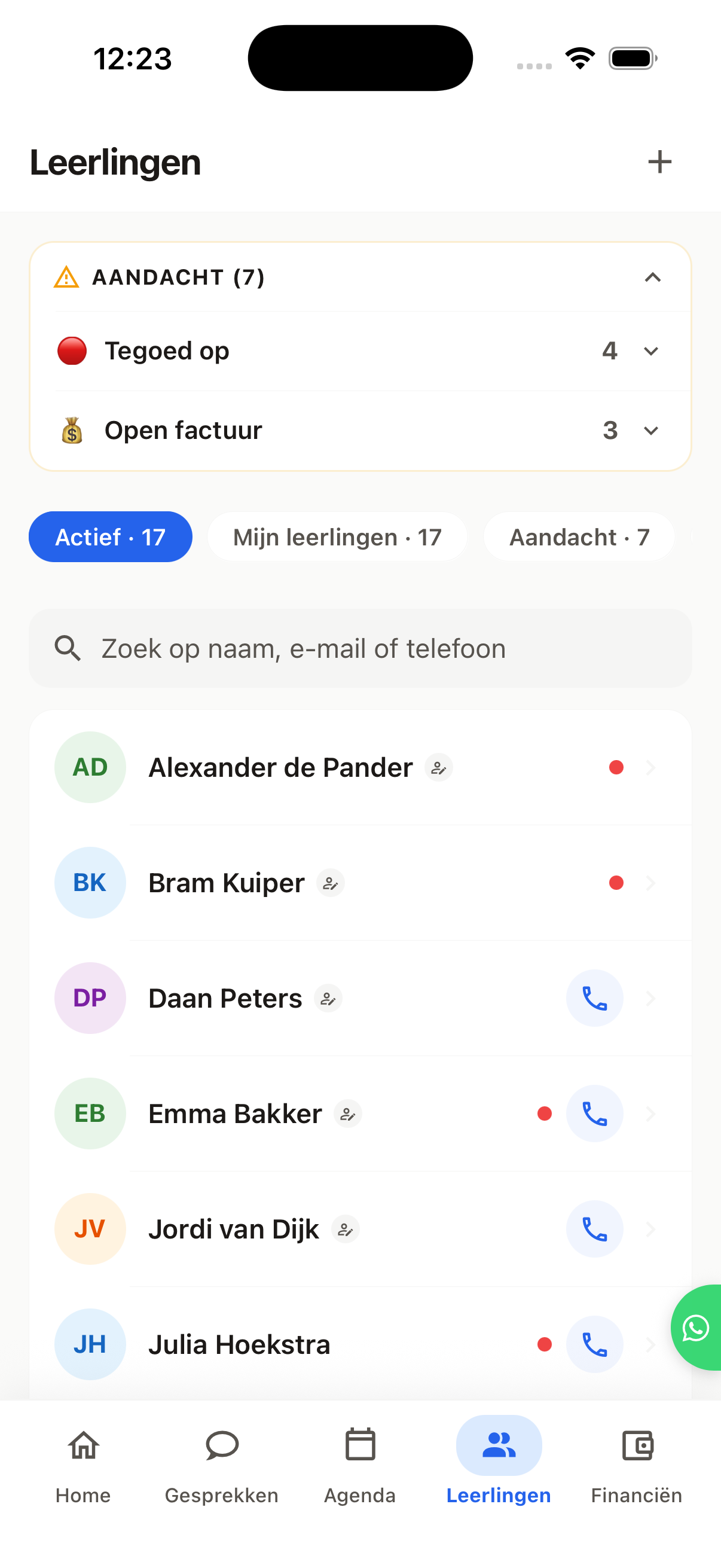Ribba wijst je wie je moet bellen — Ribba rijschool-app
