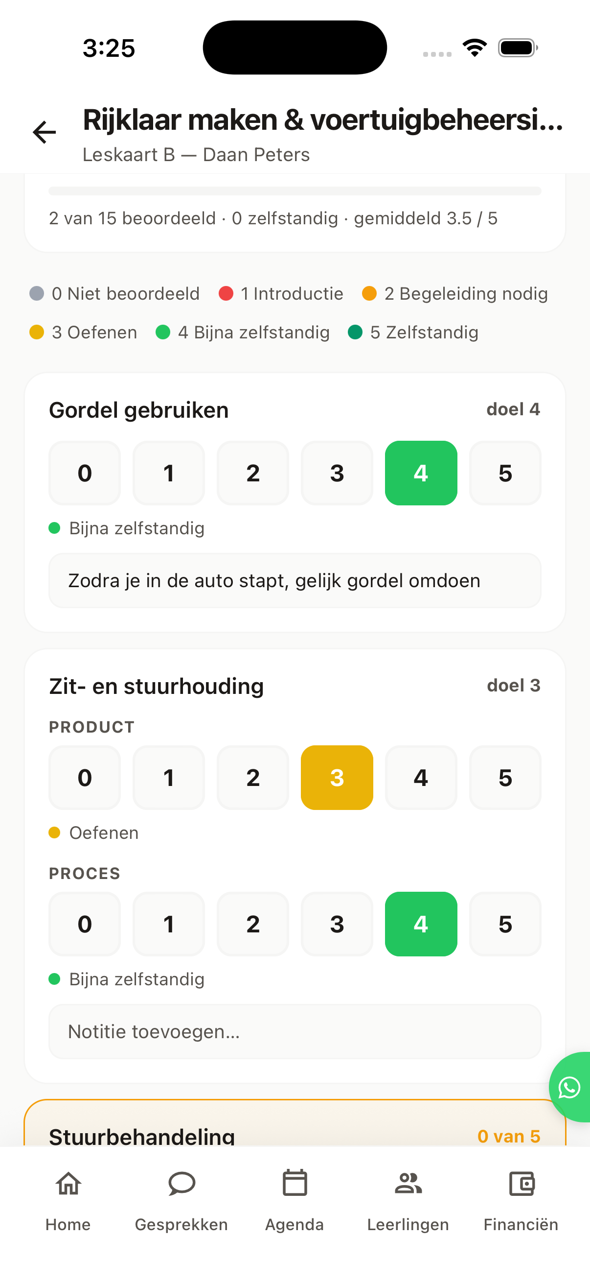 Streefniveau naast de meting — leerlingvolgsysteem in de Ribba-app