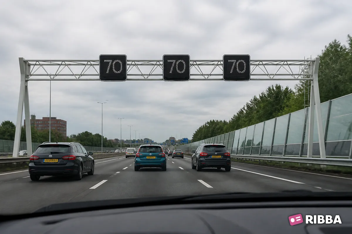 Bord A3 Maximumsnelheid op een electronisch signaleringsbord langs een Nederlandse weg