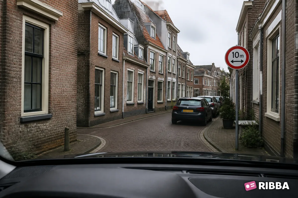 Bord C17 Gesloten voor voertuigen en samenstellen van voertuigen die, met inbegrip van de lading, langer zijn dan op het bord is aangegeven langs een Nederlandse weg