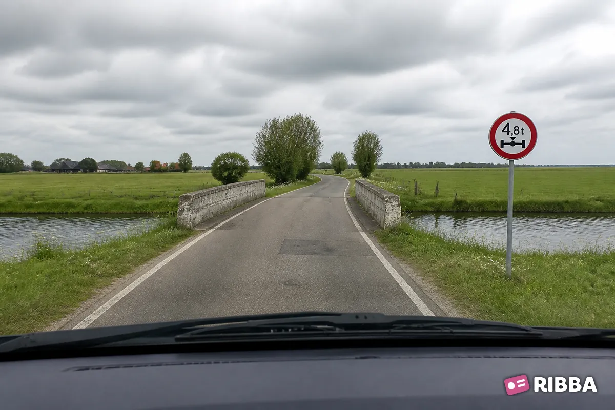 Bord C20 Gesloten voor voertuigen waarvan de aslast hoger is dan op het bord is aangegeven langs een Nederlandse weg