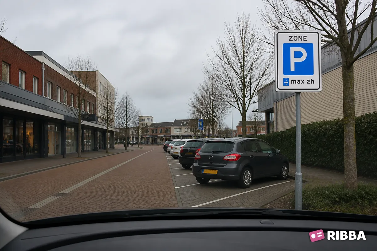 Bord E10 Parkeerschijf-zone met verplicht gebruik van parkeerschijf, tevens parkeerverbod indien er langer wordt geparkeerd dan de parkeerduur die op het bord is aangegeven langs een Nederlandse weg