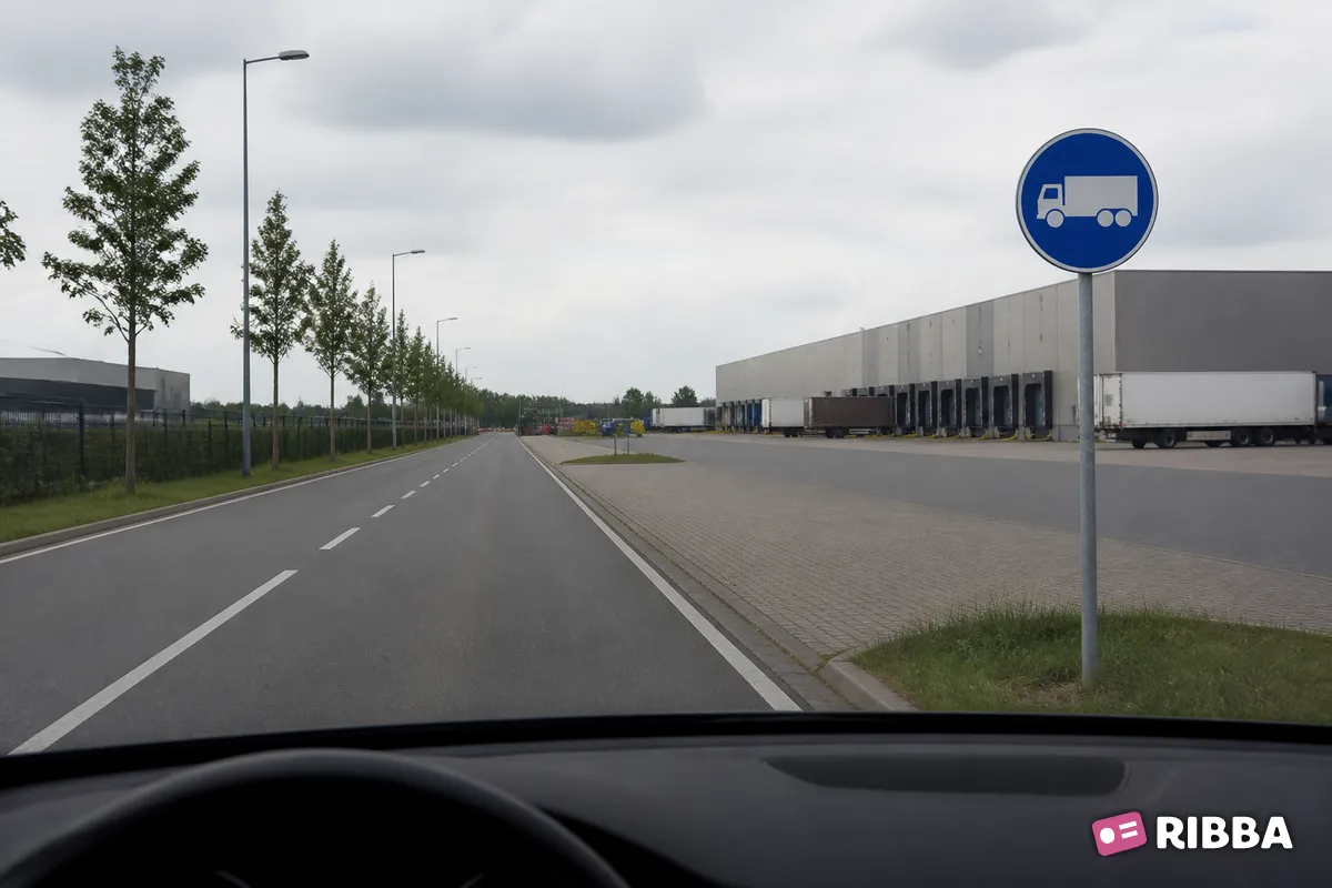 Bord F21 Rijbaan of -strook uitsluitend ten behoeve van vrachtauto’s langs een Nederlandse weg