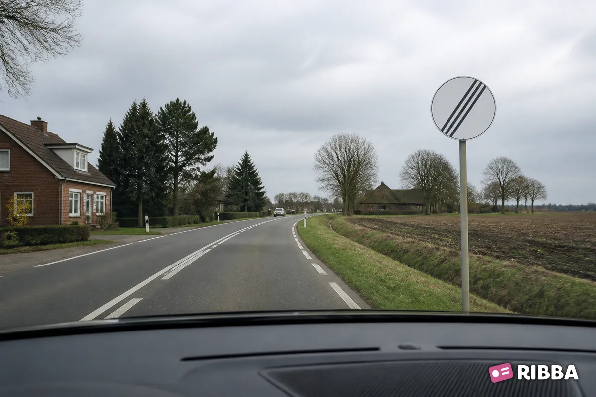 Bord F8 Einde van alle door verkeersborden aangegeven verboden langs een Nederlandse weg