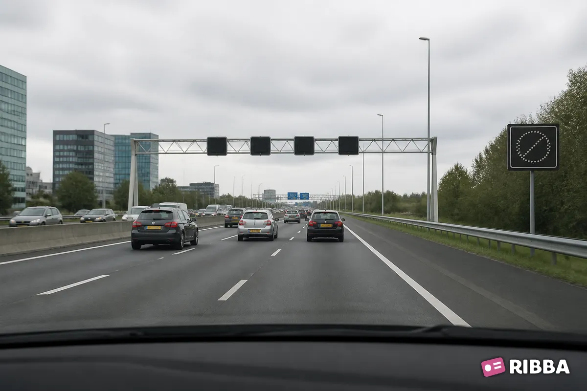 Bord F9 Einde van alle op een elektronisch signaleringsbord aangegeven verboden langs een Nederlandse weg