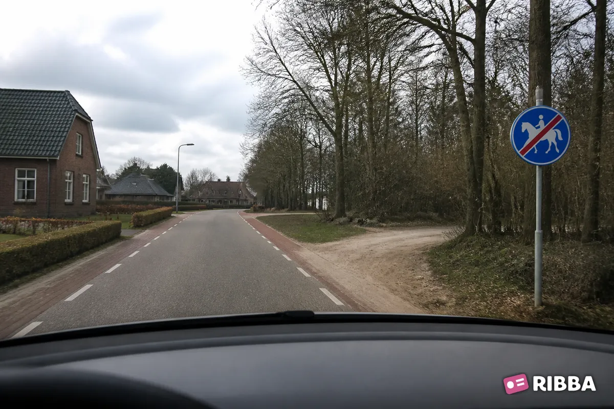Bord G10 Einde ruiterpad langs een Nederlandse weg