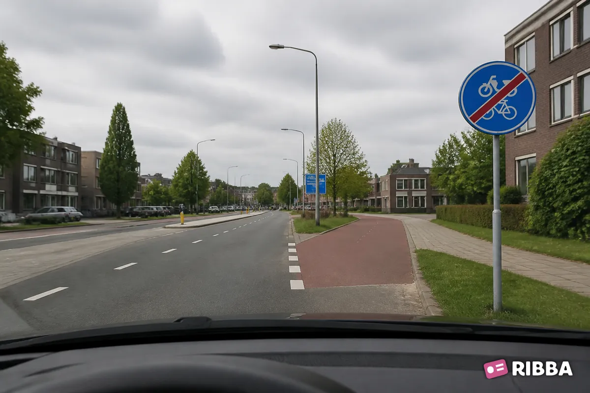 Bord G12b Einde fiets/bromfietspad langs een Nederlandse weg