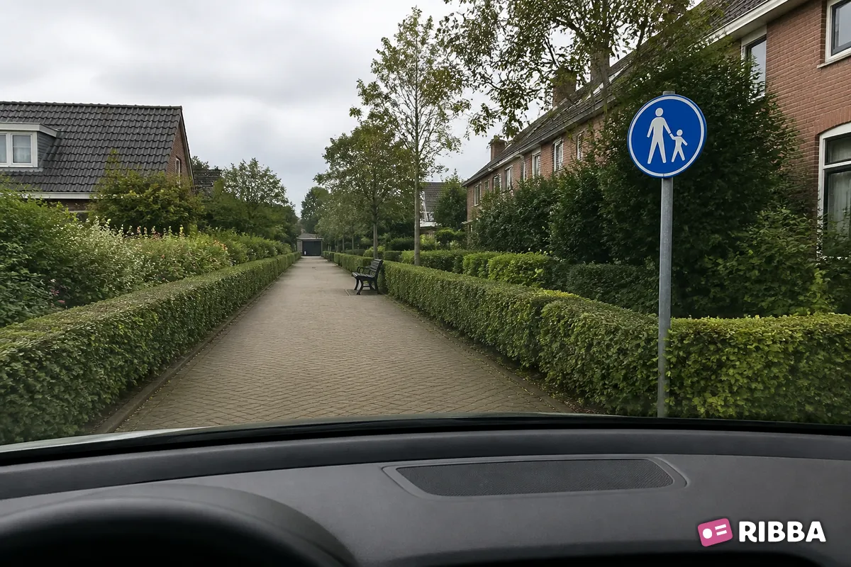Bord G7 Voetpad langs een Nederlandse weg