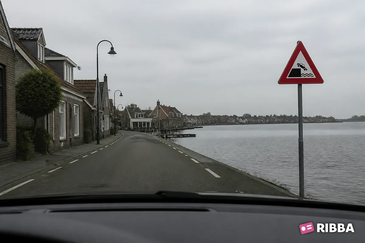 Bord J26 Kade of rivieroever langs een Nederlandse weg