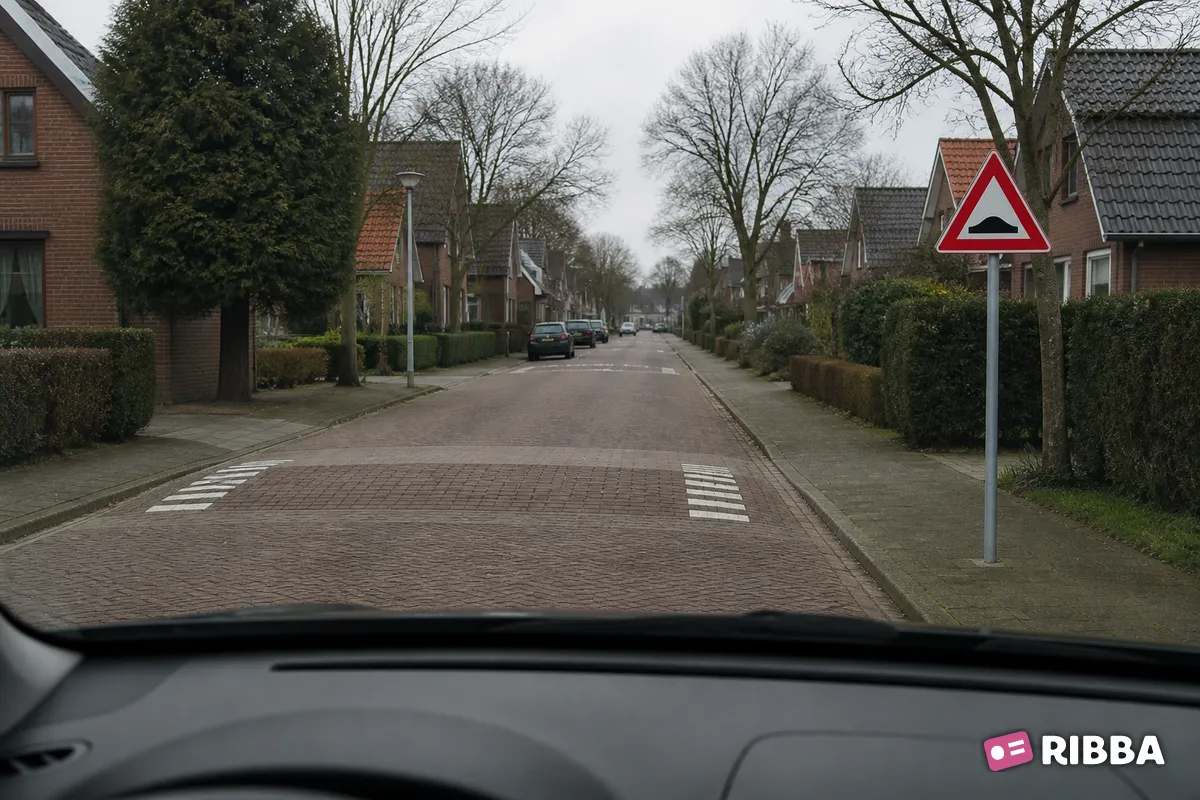 Bord J38 Verkeersdrempel langs een Nederlandse weg
