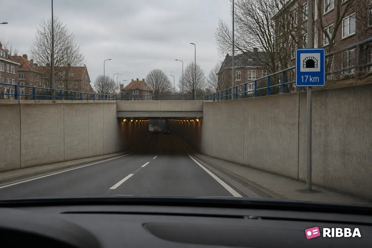Bord L13 verkeerstunnel langs een Nederlandse weg