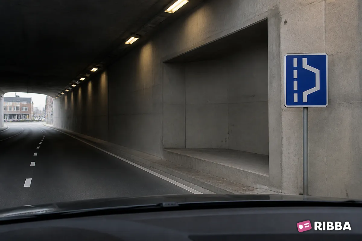Bord L14 Vluchthaven langs een Nederlandse weg
