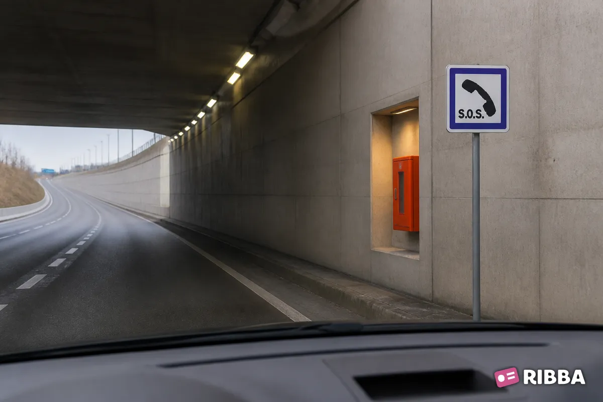 Bord L16 Noodtelefoon langs een Nederlandse weg