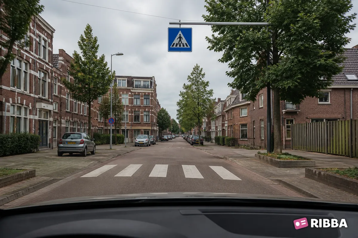 Bord L2 Voetgangersoversteekplaats langs een Nederlandse weg