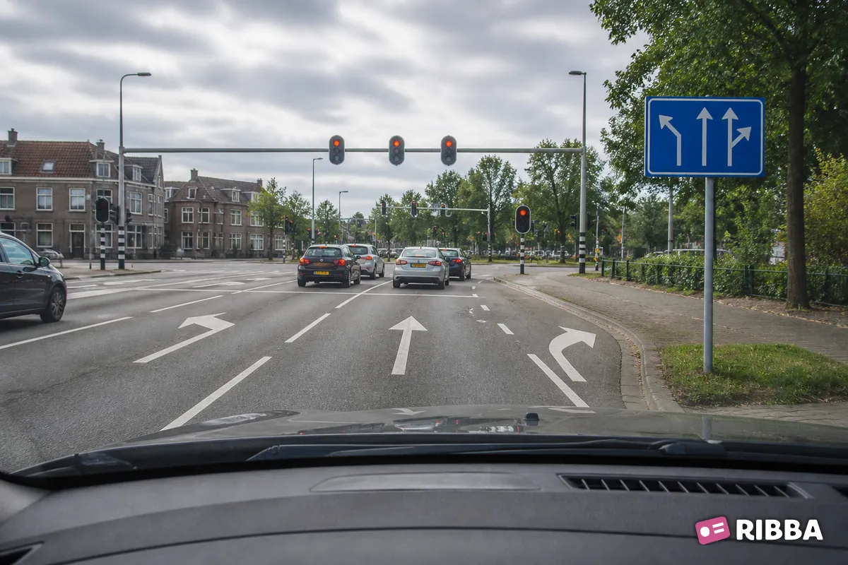 Bord L4 Voorsorteren langs een Nederlandse weg