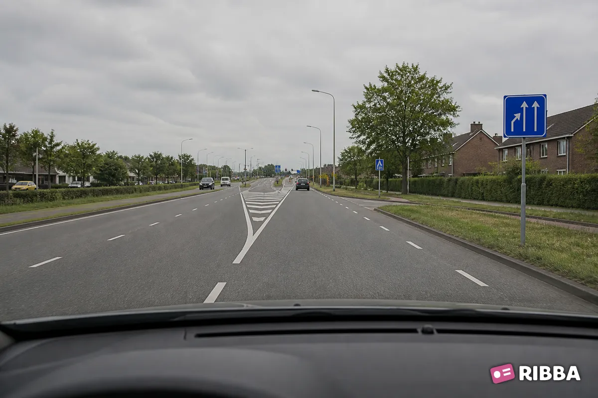 Bord L5 Einde rijstrook langs een Nederlandse weg