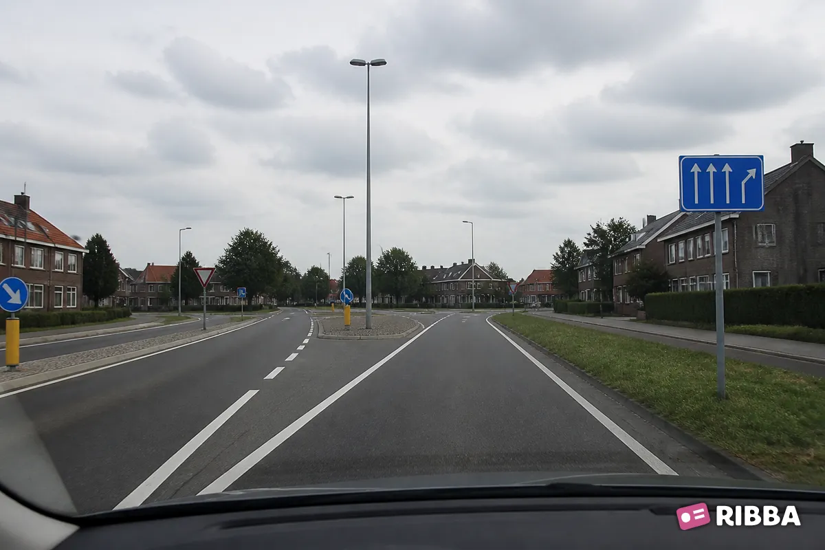 Bord L6 Splitsing langs een Nederlandse weg